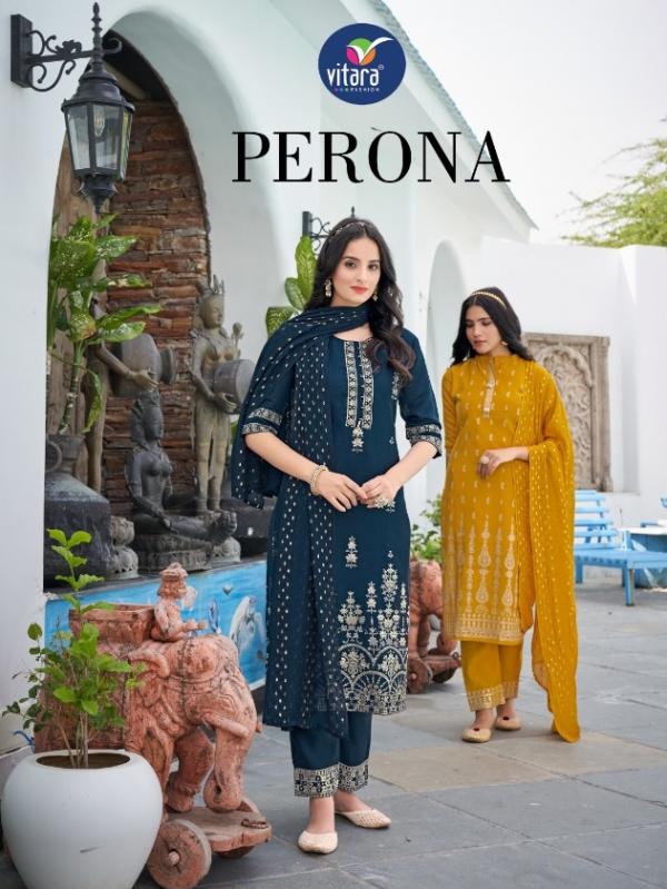 Vitara Perona Viscos Designer Exclusive Readymade Suit